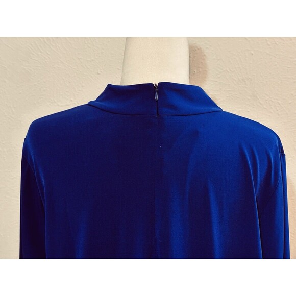 Susan Graver Artisan Size 1X Liquid Knit Embellished Blue Blouse 3/4 Sleeve - Picture 10 of 10